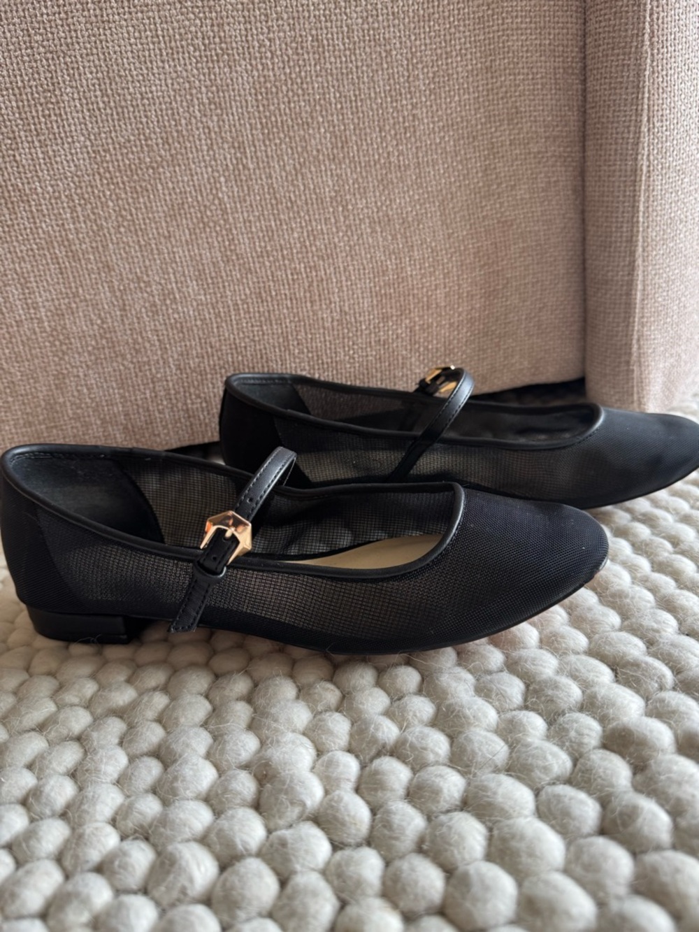 Jessica Simpson Black Mary Jane Mesh Ballet Flats - 8.5